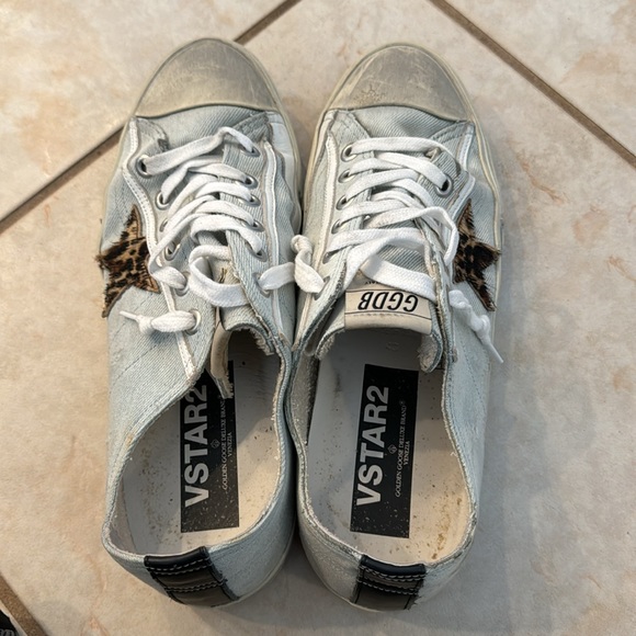 Golden Goose, Vstar2, size 43, light blue with leopard star - Picture 5 of 6